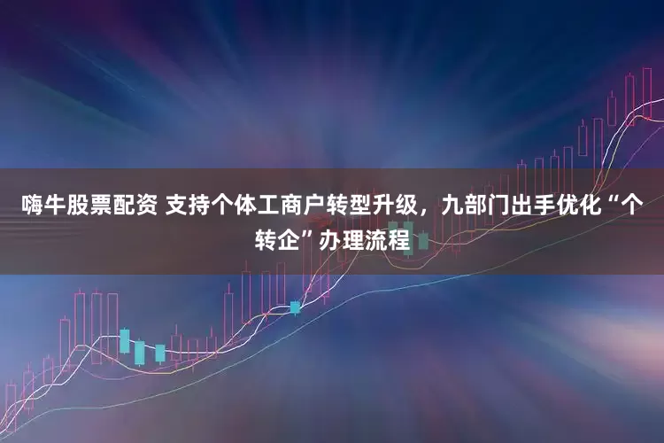 嗨牛股票配资 支持个体工商户转型升级，九部门出手优化“个转企”办理流程